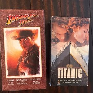Indiana Jones Trilogy and Titanic VHS Set